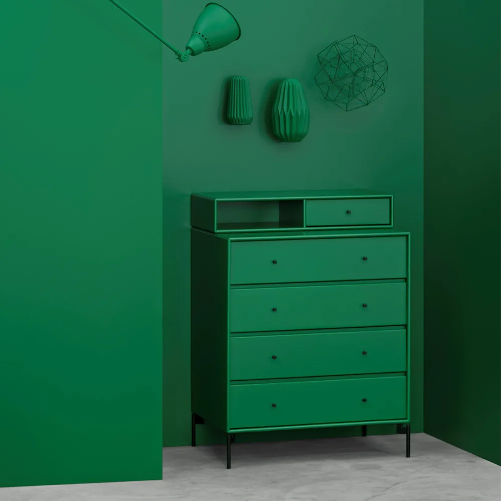 Cassettiera Keep, anthracite 04, gambe laccate in nero Montana