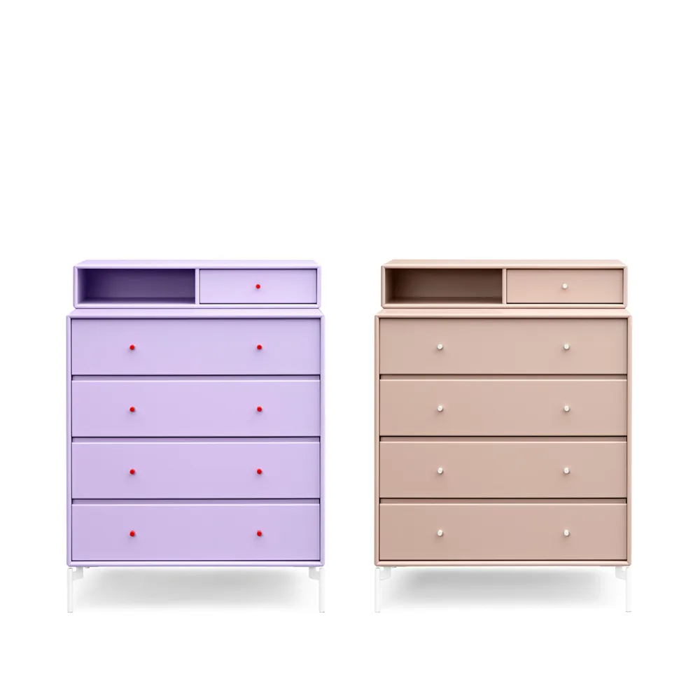 Cassettiera Keep, anthracite 04, gambe laccate in nero Montana