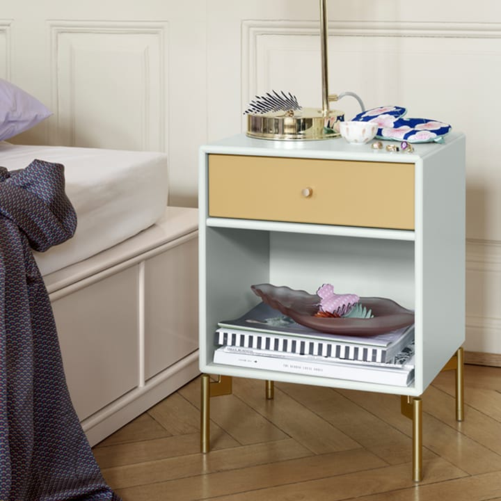 Comodino Dream, new white 101 cassetto, gambe a vista Montana