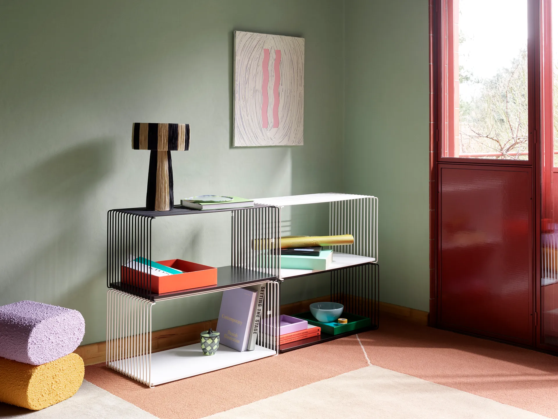 Mensola Panton Wire Extended 70x34,8x34,8 cm, Nero Montana