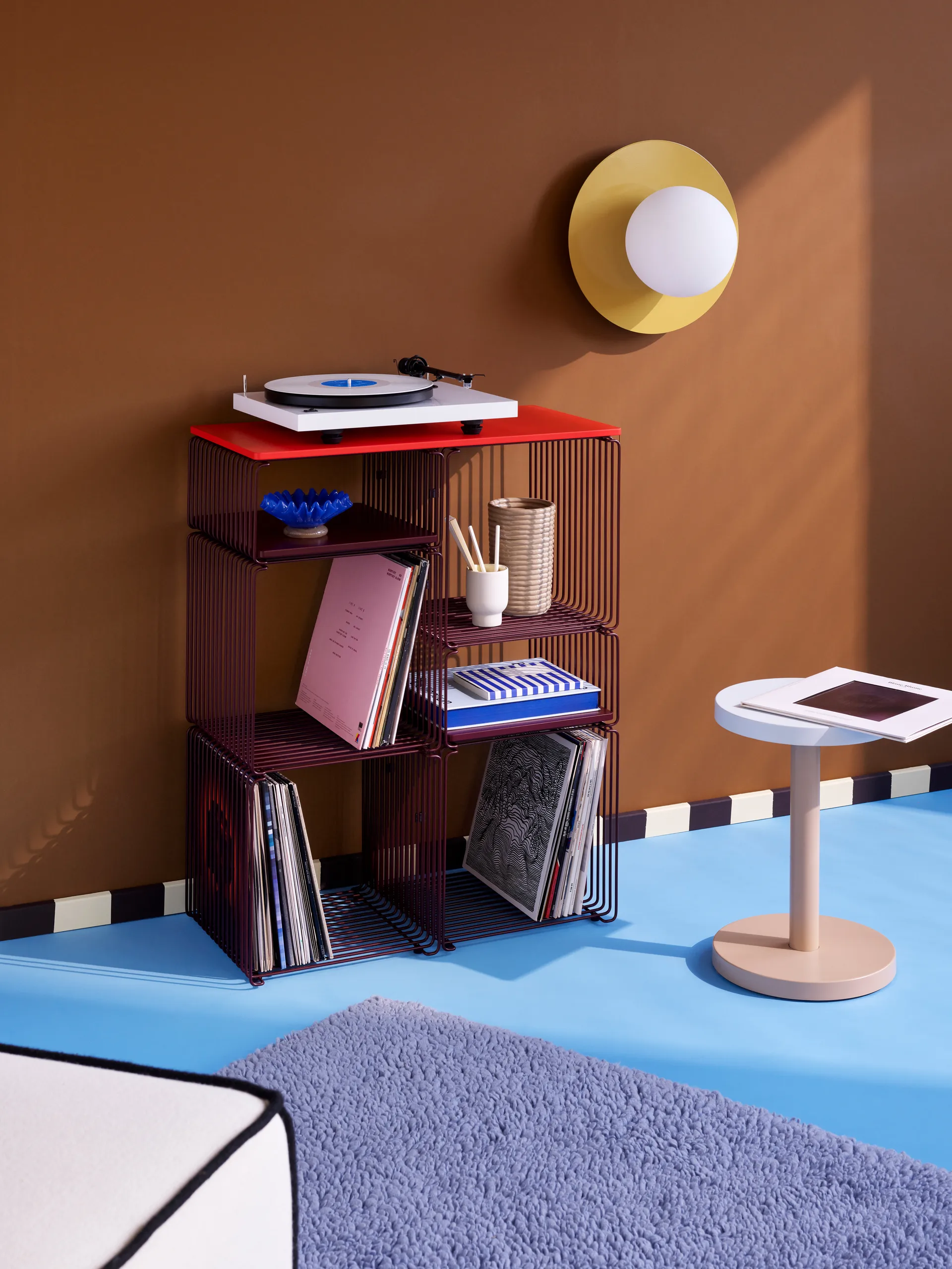 Mensola Panton Wire Single 34,8x34,8x25,7 cm, Nero rosso Montana