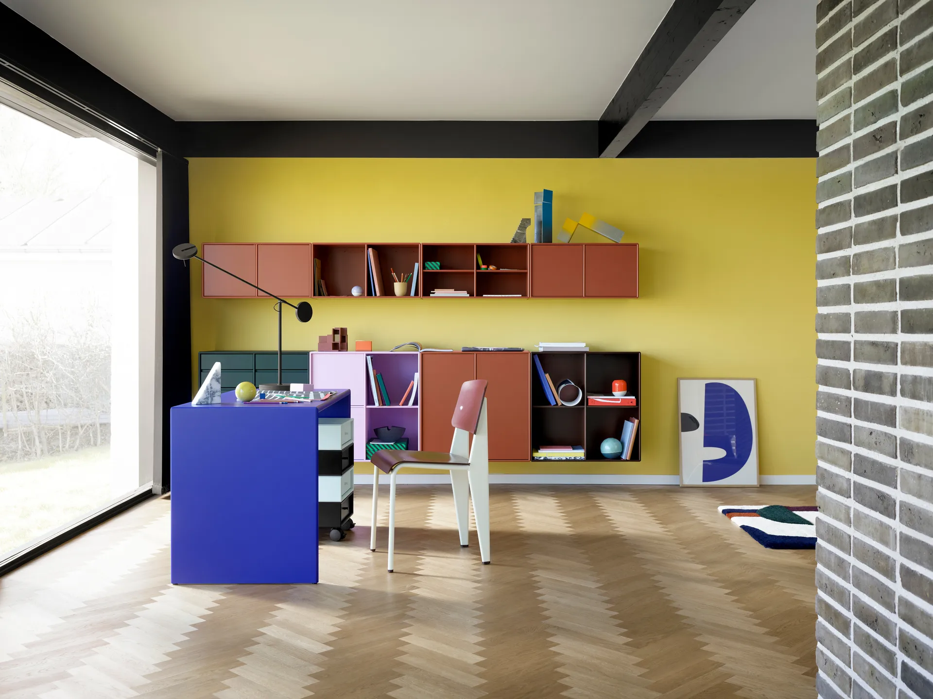 Mensola SHOW 69,6x69,6 cm incl. binario di sospensione, Black jade 163 Montana