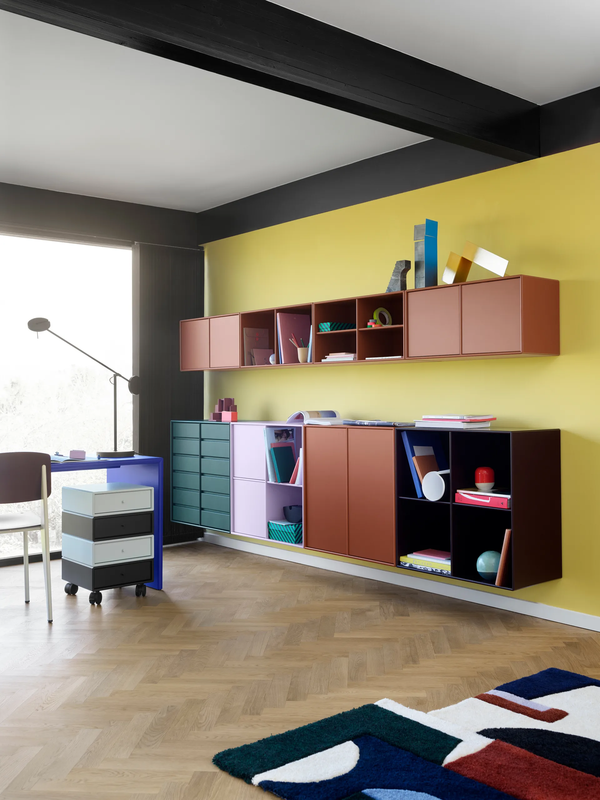 Mensola SHOW 69,6x69,6 cm incl. binario di sospensione, Hazelnut 146 Montana