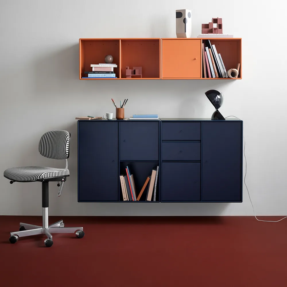 Scaffalatura modulare da parete Line, 1 anta, Coffee 35 Montana