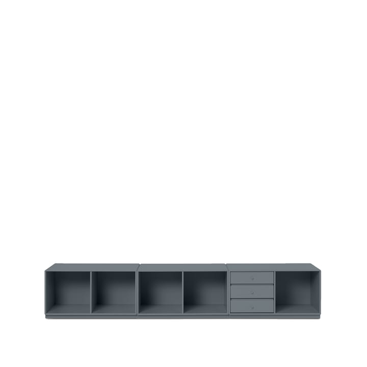 Scaffalatura modulare Rest - graphic 100, con zoccolo, 3 cassetti - Montana