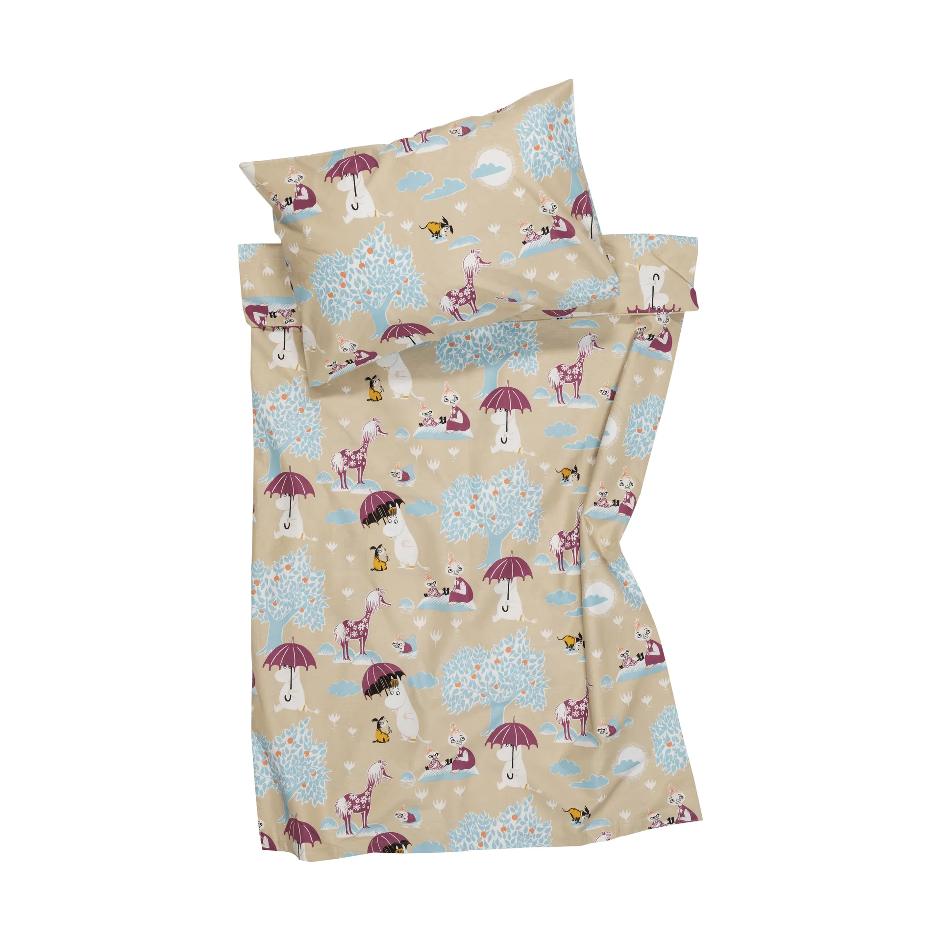 Mumin set lenzuola, Sotto l’ombrello GOTS, 85x125 cm Moomin Arabia