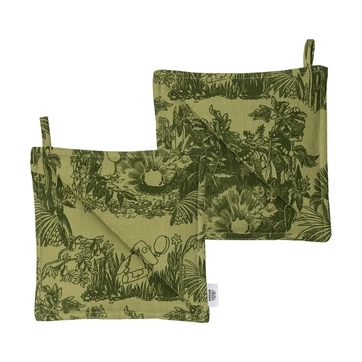 Mystikens skog Mumin presine - Verde, 22x22 cm, set da 2 - Moomin Arabia