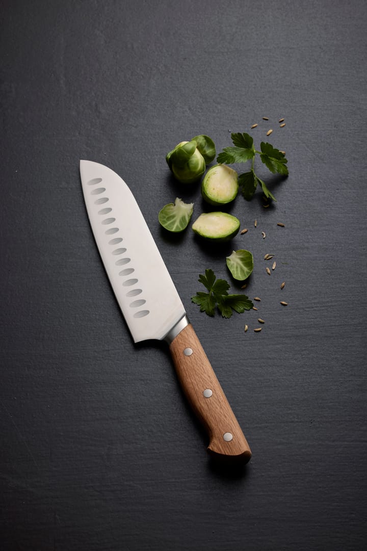 Coltello Santoku "Foresta", 30 cm, acciaio inox, rovere Morsø