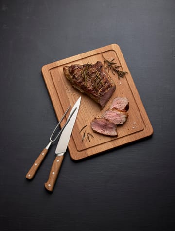 Forchetta da carne "Foresta", 28 cm - acciaio inox, rovere - Morsø