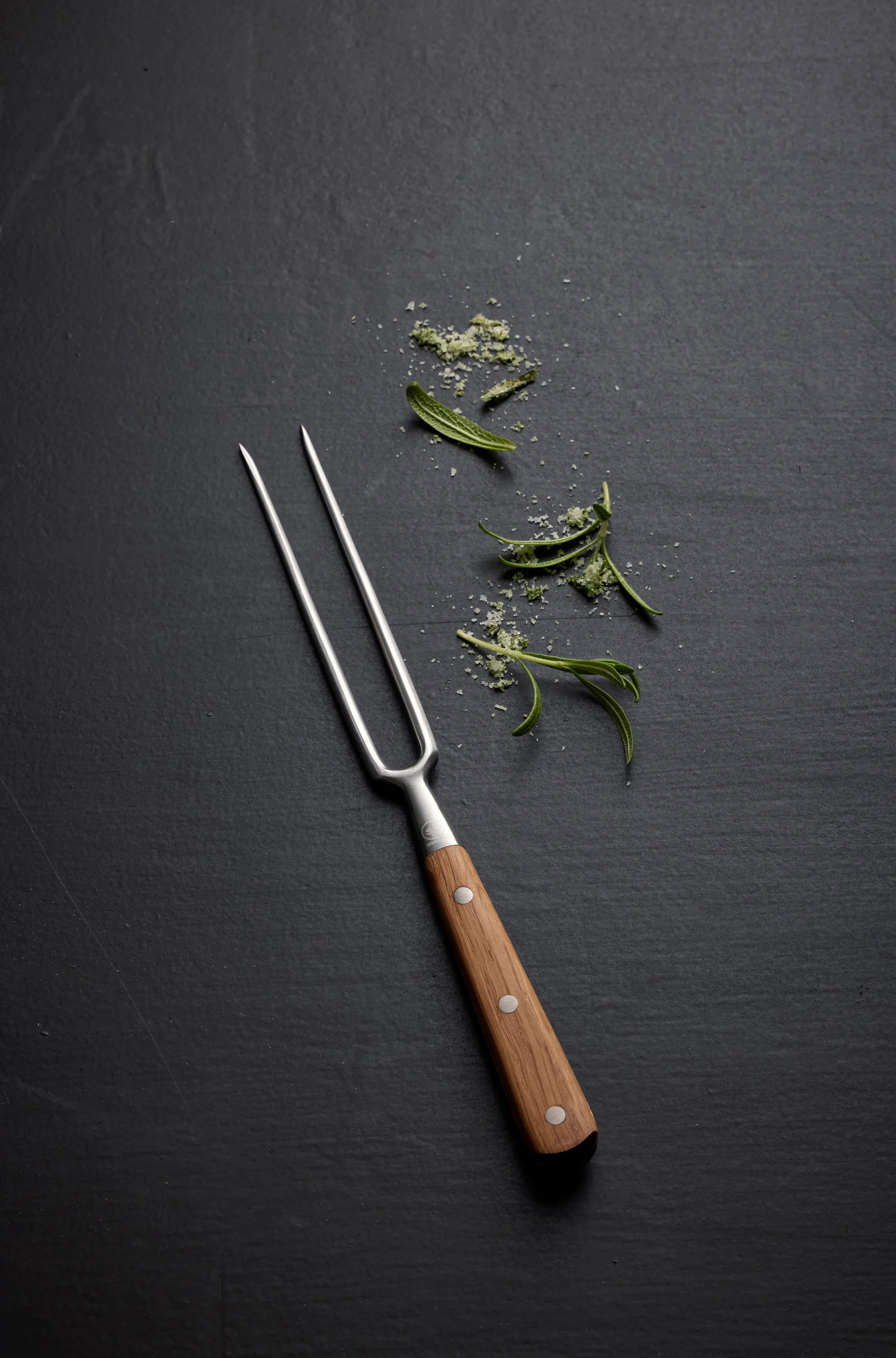 Forchetta da carne "Foresta", 28 cm, acciaio inox, rovere Morsø