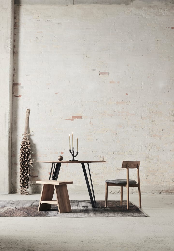 Sedia Tetra con sedile, Tessuto color cemento-rovere oliato naturale MUUBS