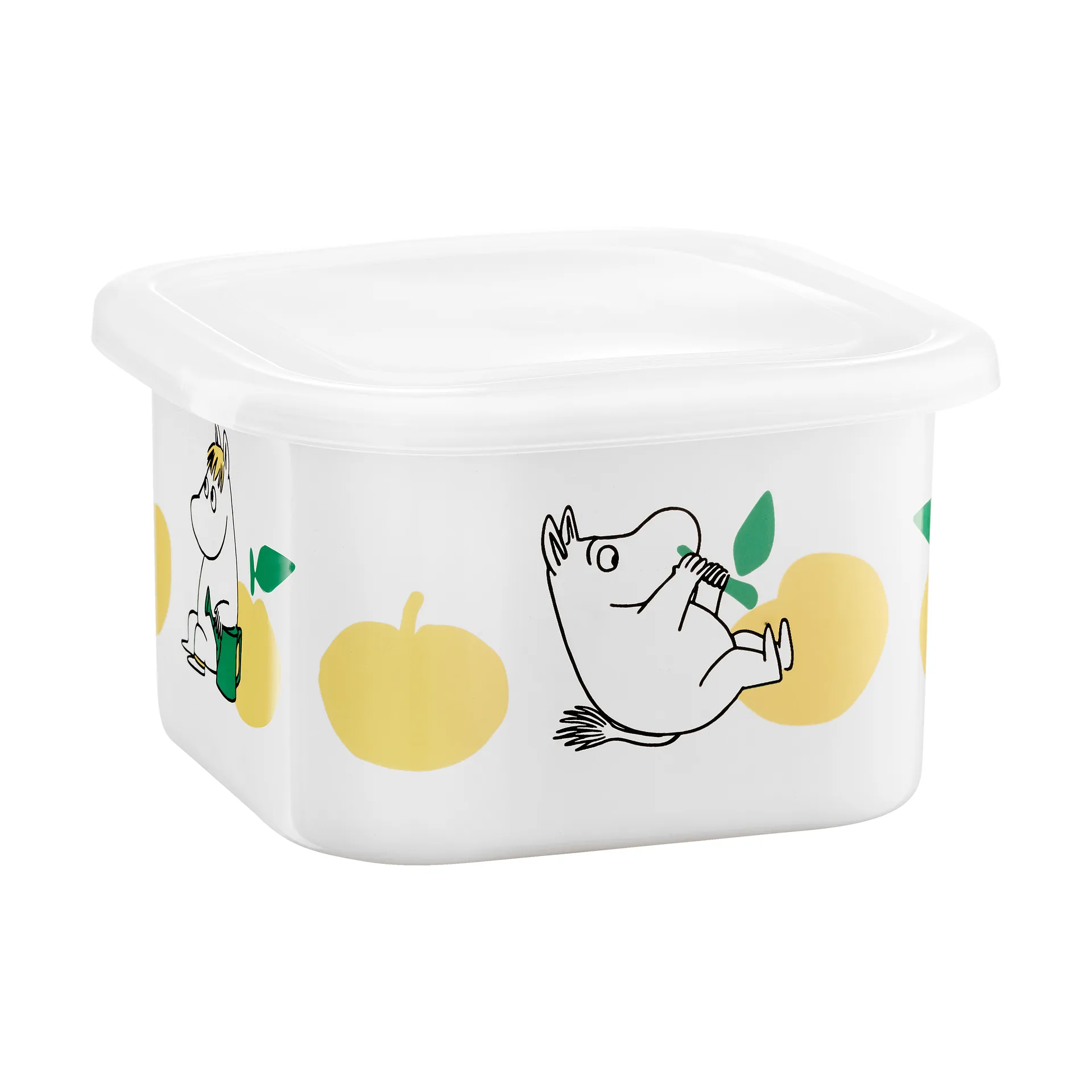 Barattolo smaltato Mumin con coperchio 1 L, Joyfull Apples-giallo Muurla