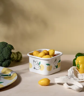 Barattolo smaltato Mumin con coperchio 1 L - Joyfull Apples-giallo - Muurla