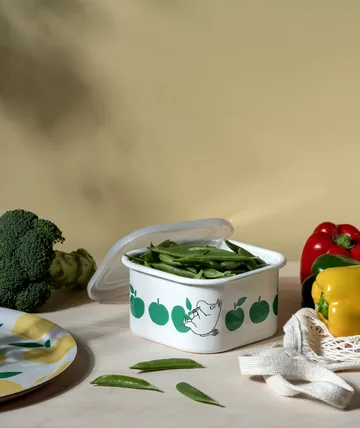 Barattolo smaltato Mumin con coperchio 1,5 L - Joyfull Apples-verde - Muurla