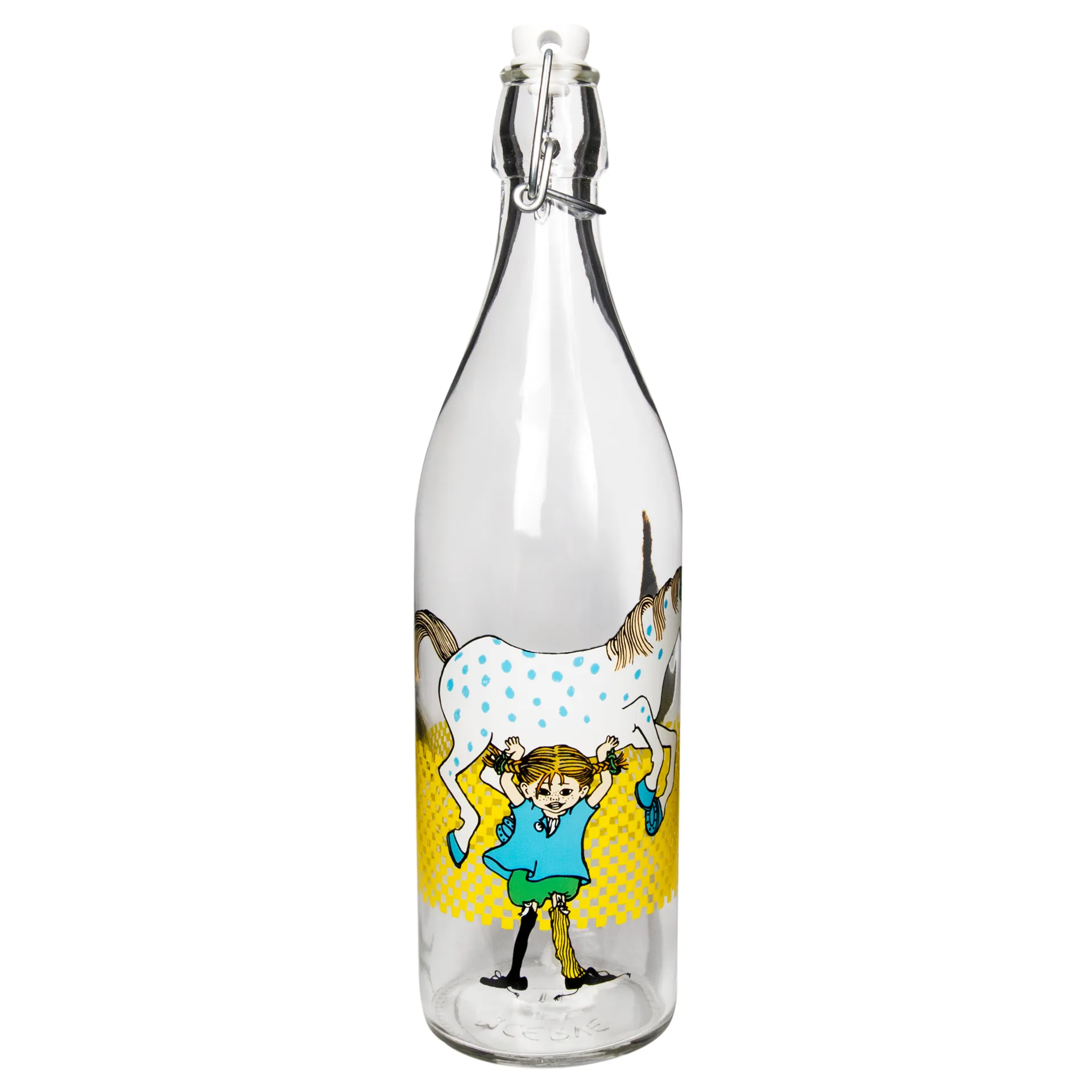 Bottiglia vetro Pippi 1 L, Multicolore Muurla