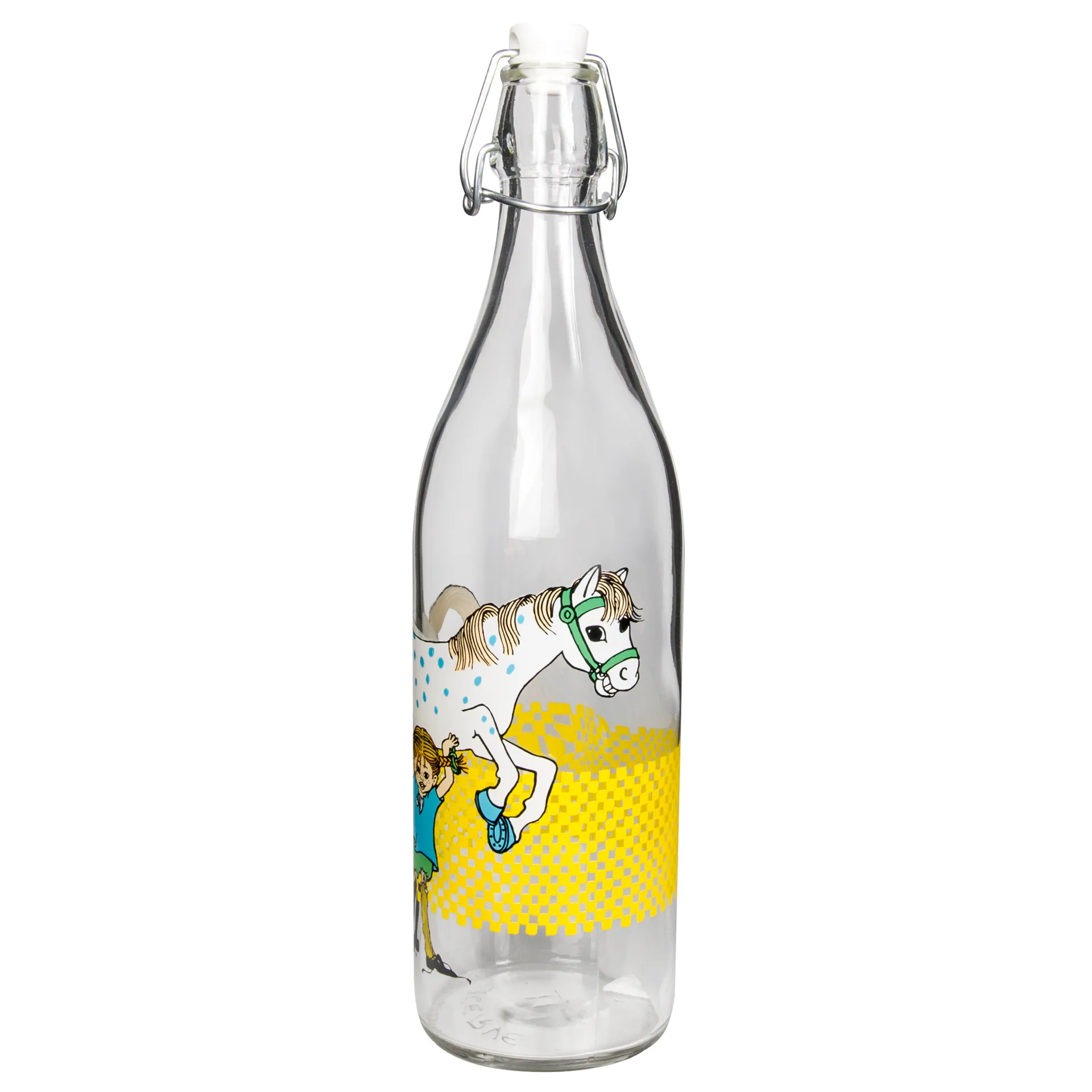 Bottiglia vetro Pippi 1 L, Multicolore Muurla