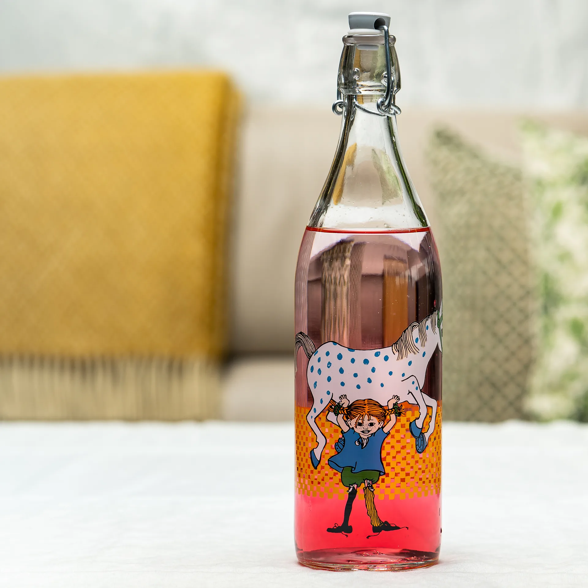 Bottiglia vetro Pippi 1 L, Multicolore Muurla