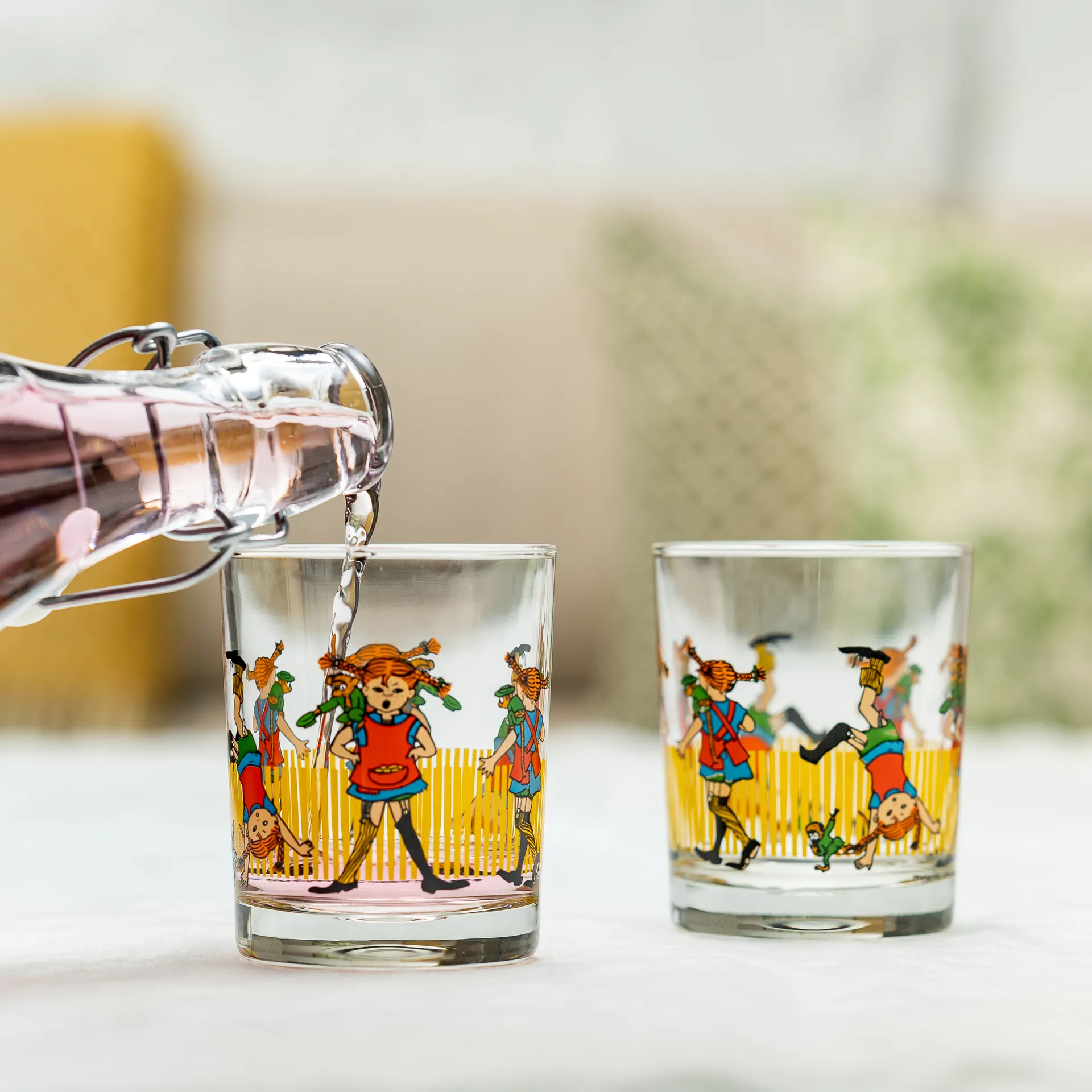 Bottiglia vetro Pippi 1 L, Multicolore Muurla