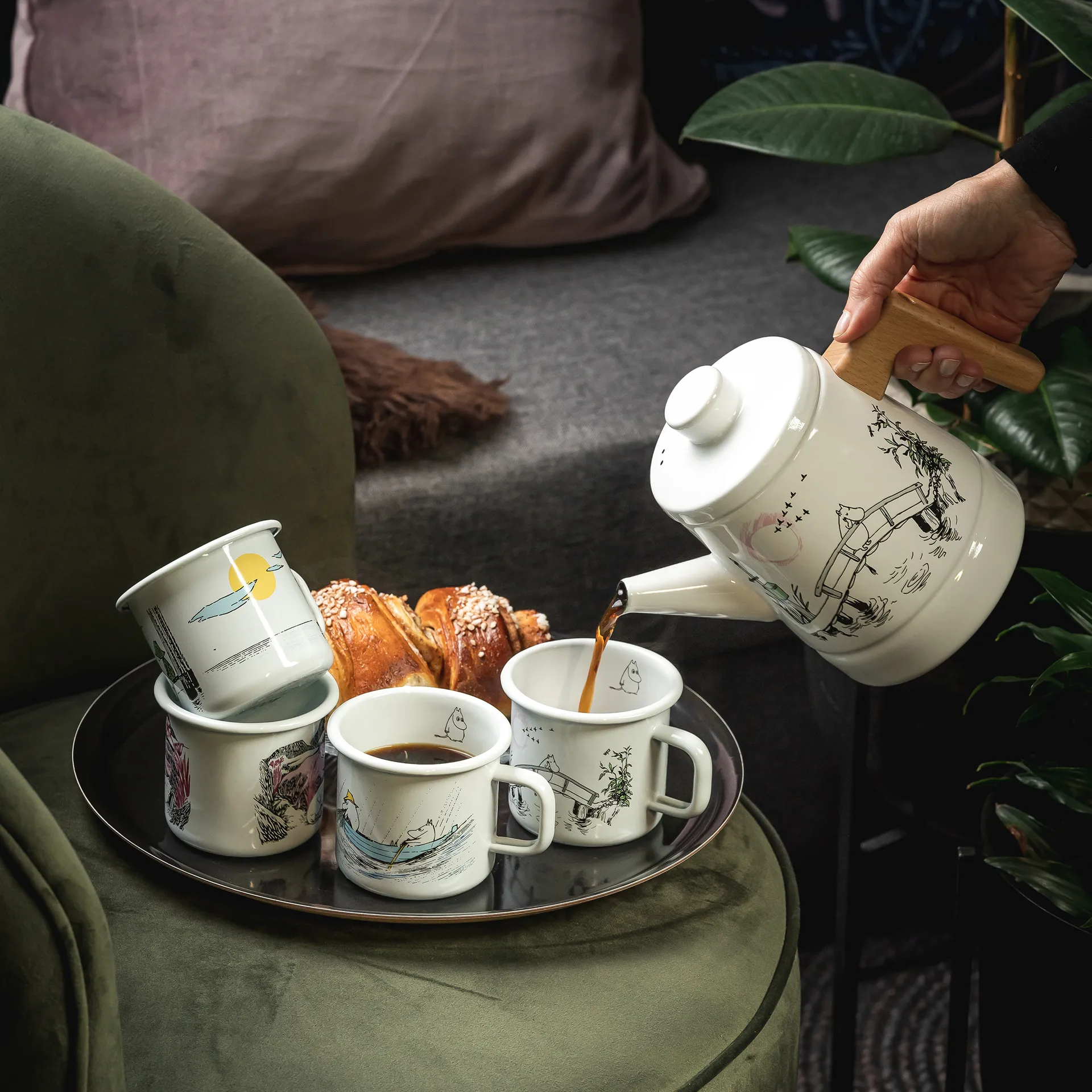 Caffettiera smaltata Missing you 1,6 L, bianco Muurla