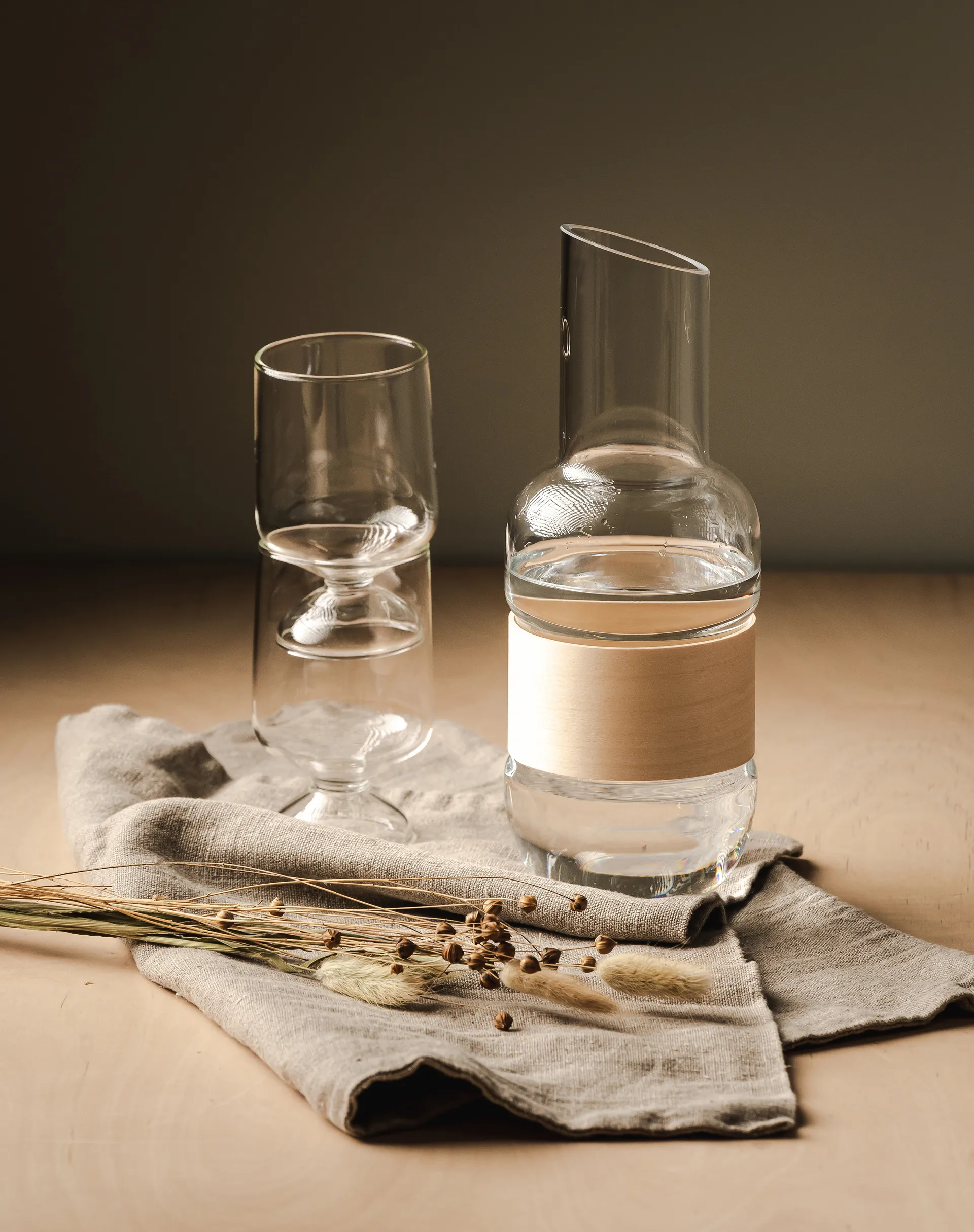 Caraffa Veneer 1 L, Trasparente-betulla Muurla