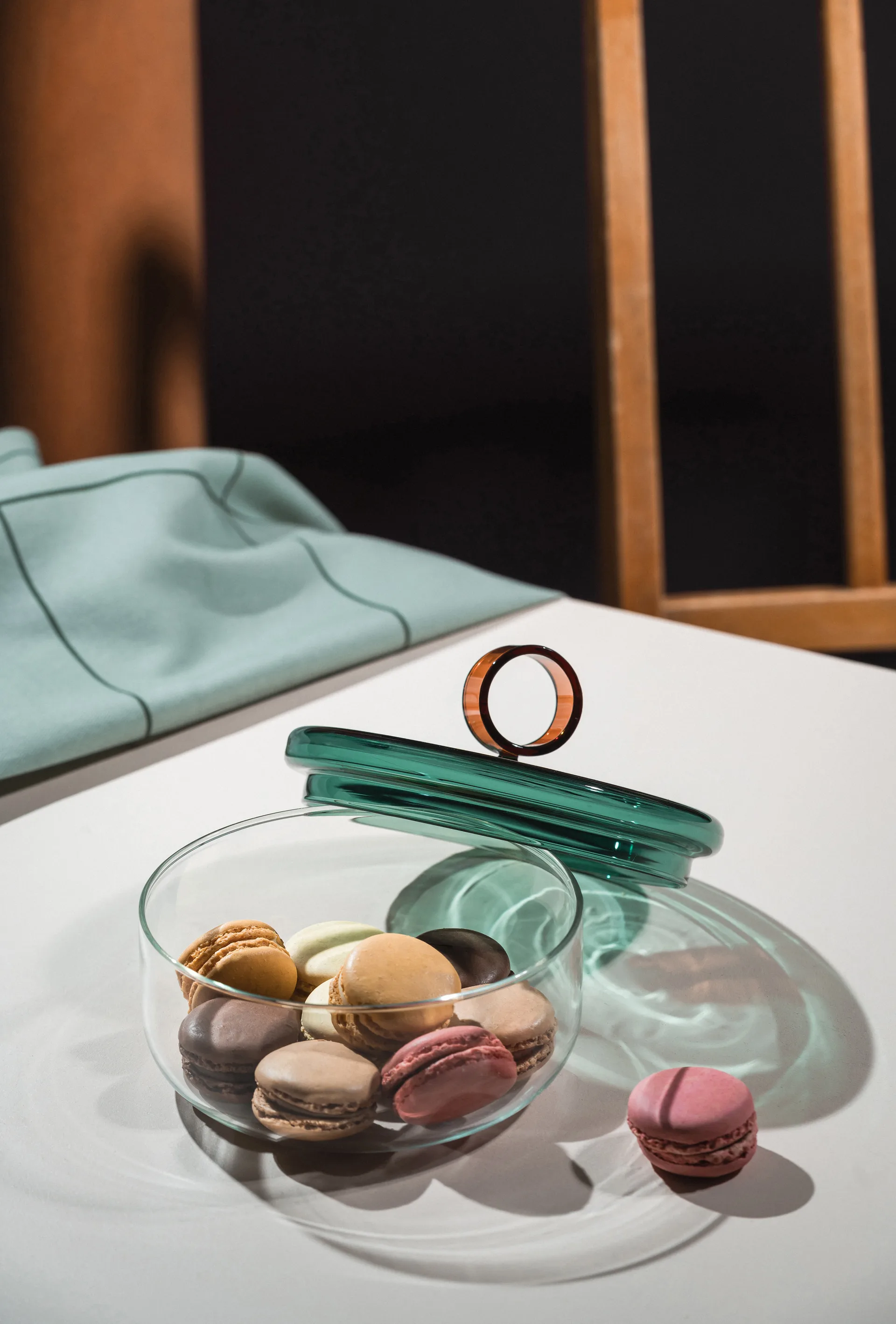 Ciotola bassa Loop con coperchio Ø15 cm, Klar-teal-amber Muurla