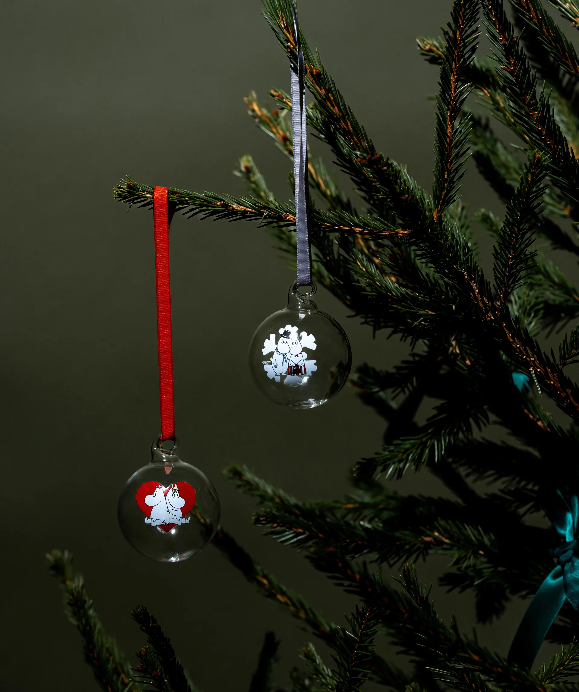 Pallina albero di natale Mumin Ø5 cm 2 pezzi, Heart-snowflake Muurla