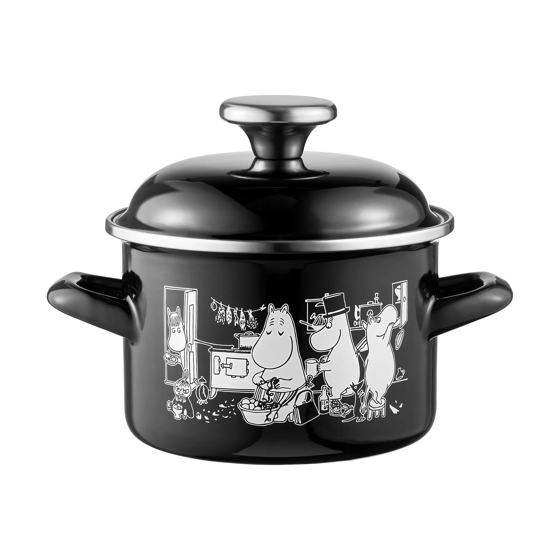 Pentola in smalto Mumin con coperchio alto 1,5 L, Cucina Muurla
