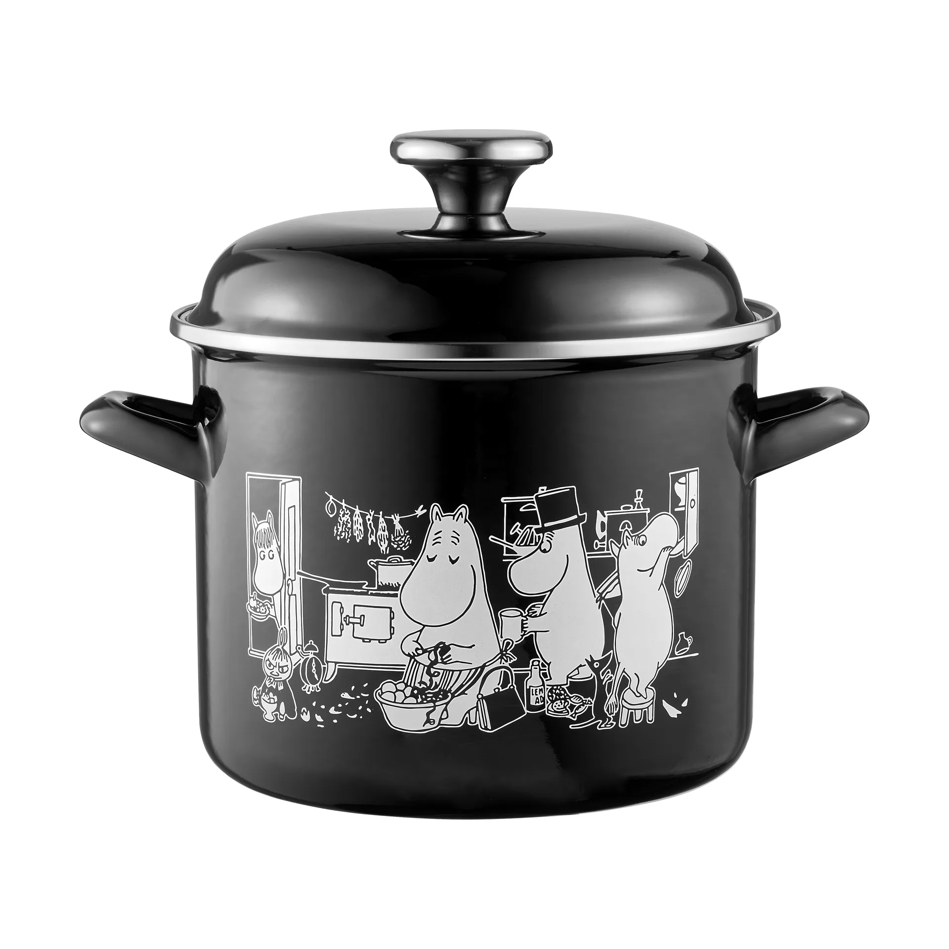 Pentola in smalto Mumin con coperchio alto 3,5 L, Cucina Muurla