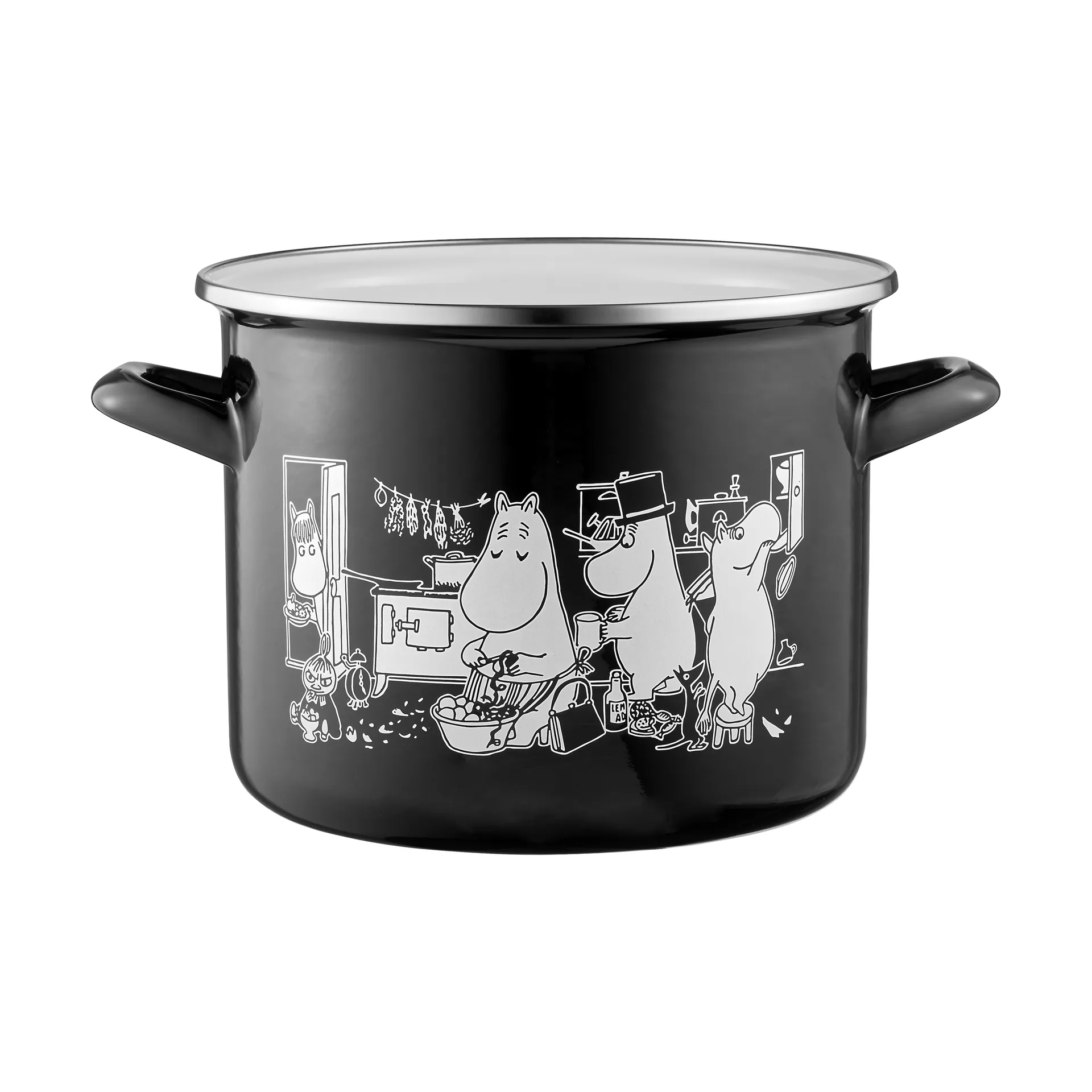 Pentola in smalto Mumin con coperchio alto 3,5 L, Cucina Muurla
