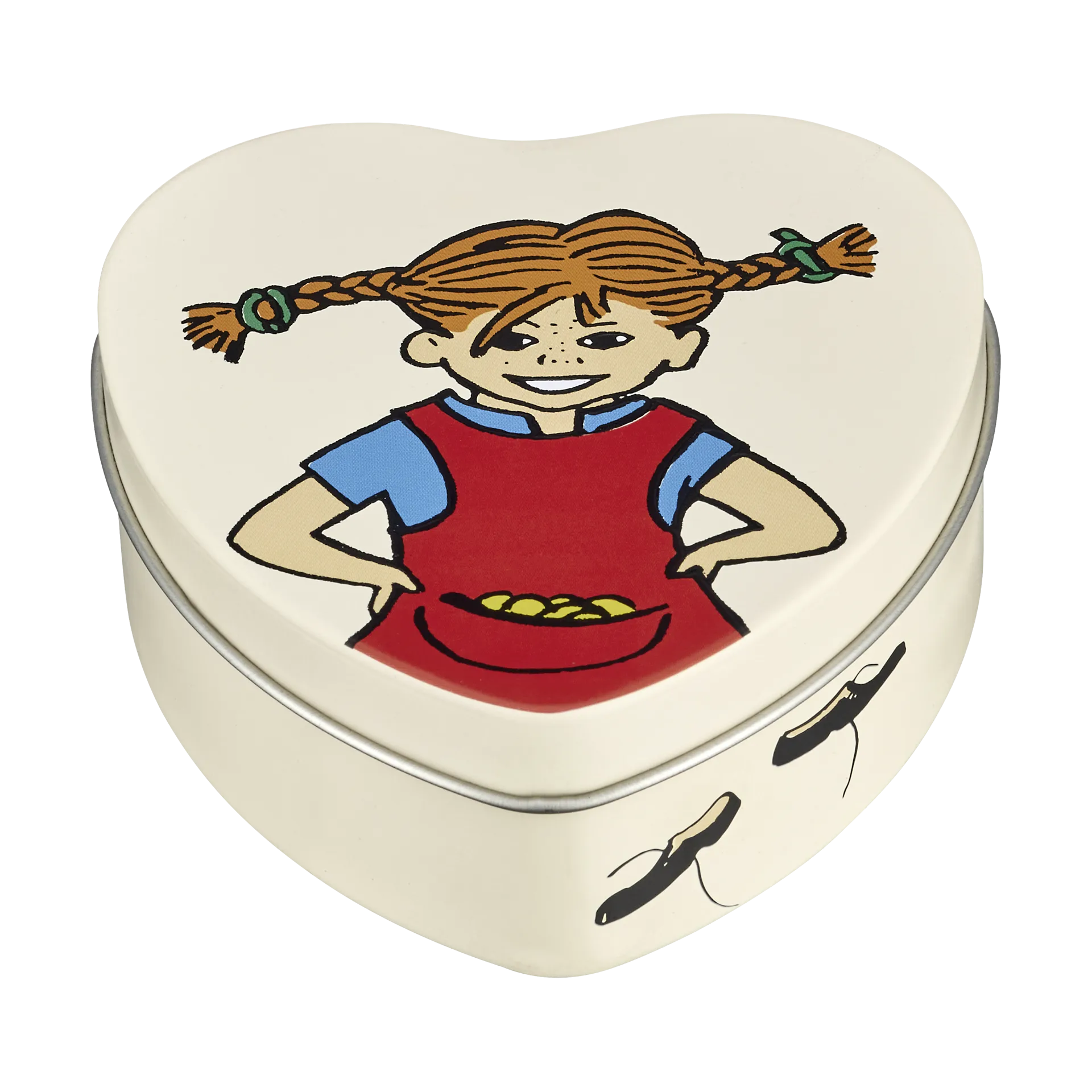 Scatola di latta a forma di cuore Pippi 4x10 cm, Be More Pippi Muurla