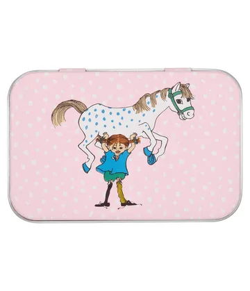 Scatola di latta Pippi 10x6,5x3 cm - Pippi and the Horse - Muurla