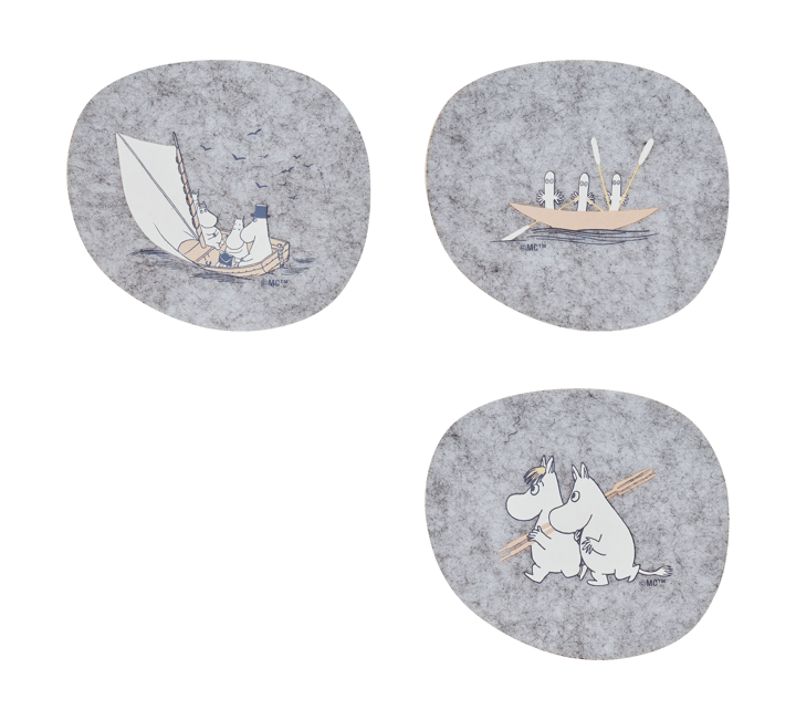 Sottobicchieri Moomin 9,5x11 cm, 4 pezzi - Marinai - Muurla