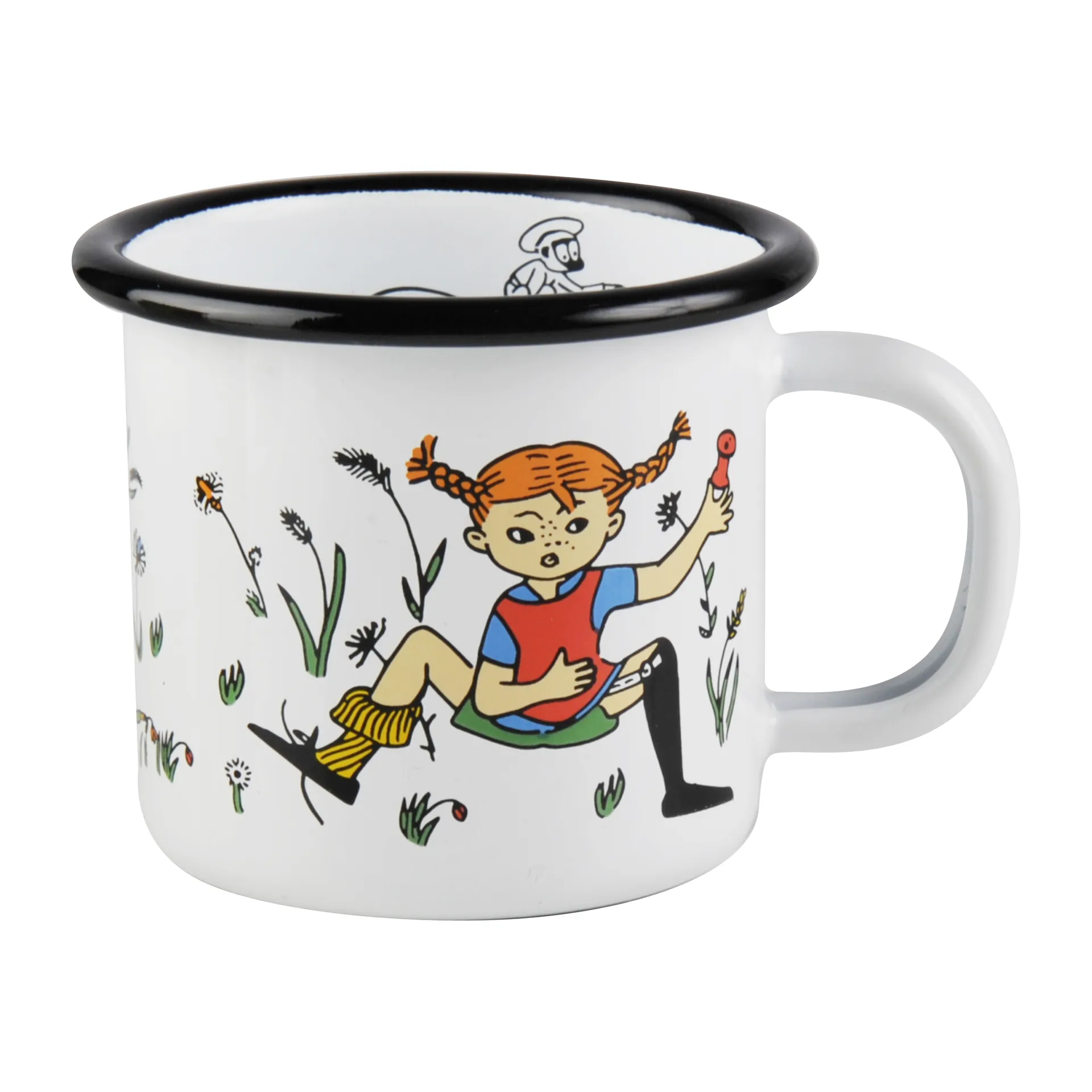Tazza smaltata 1,5 dl Pippi e Signor Nilsson, Bianco Muurla