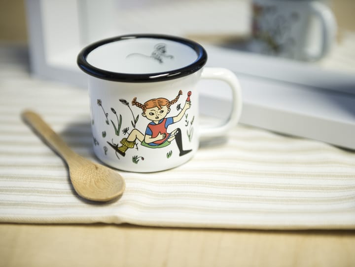 Tazza smaltata 1,5 dl Pippi e Signor Nilsson - Bianco - Muurla