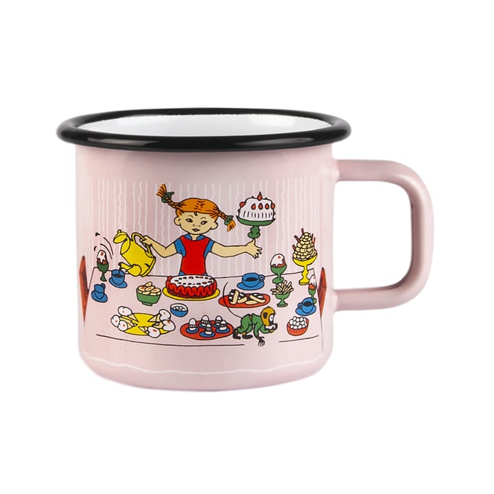 Tazza smaltata 3,7 dl "Il Compleanno di Pippi" - Rosa - Muurla