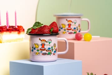 Tazza smaltata 3,7 dl "Il Compleanno di Pippi" - Rosa - Muurla