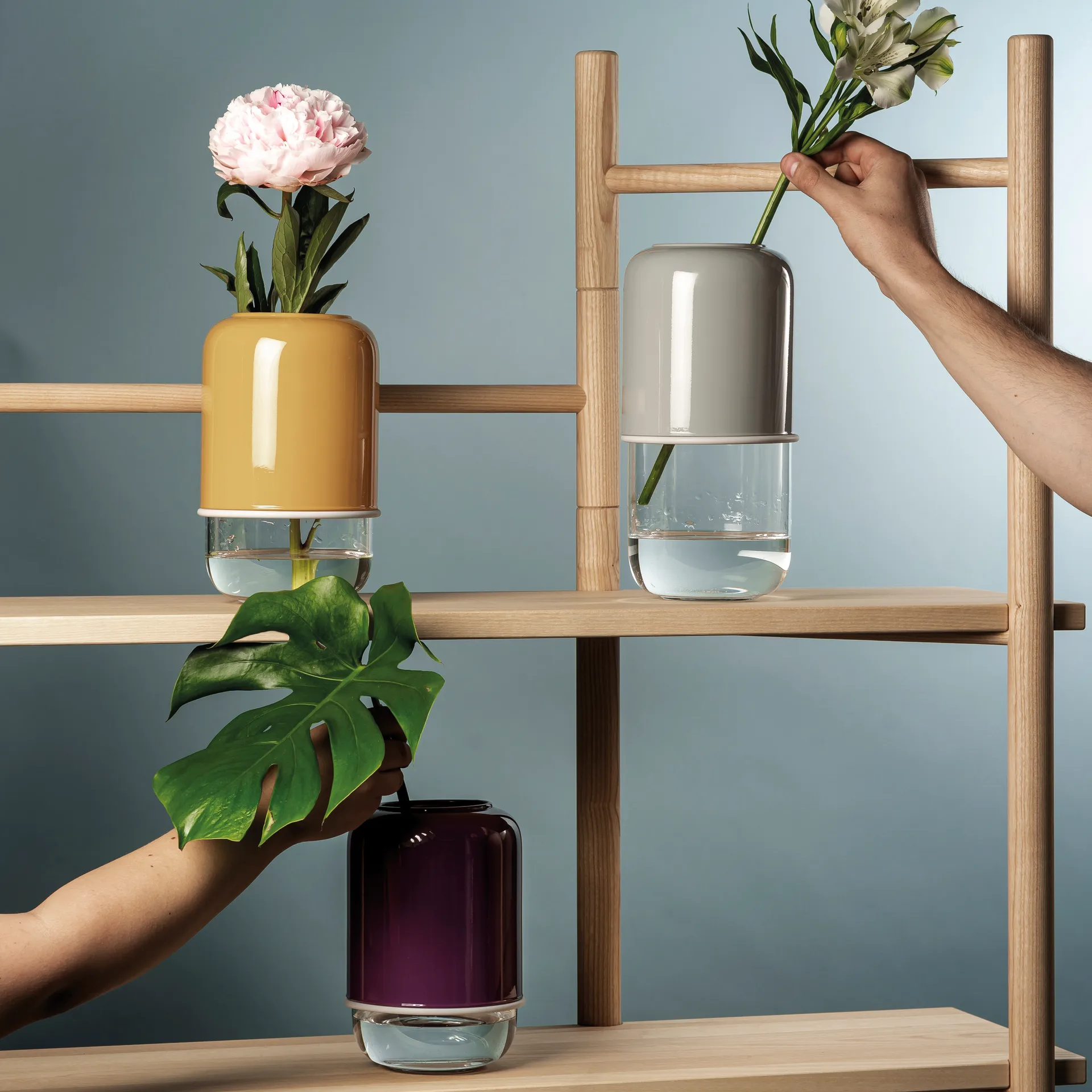 Vaso regolabile Capsule 18-28 cm, oro-trasparente Muurla