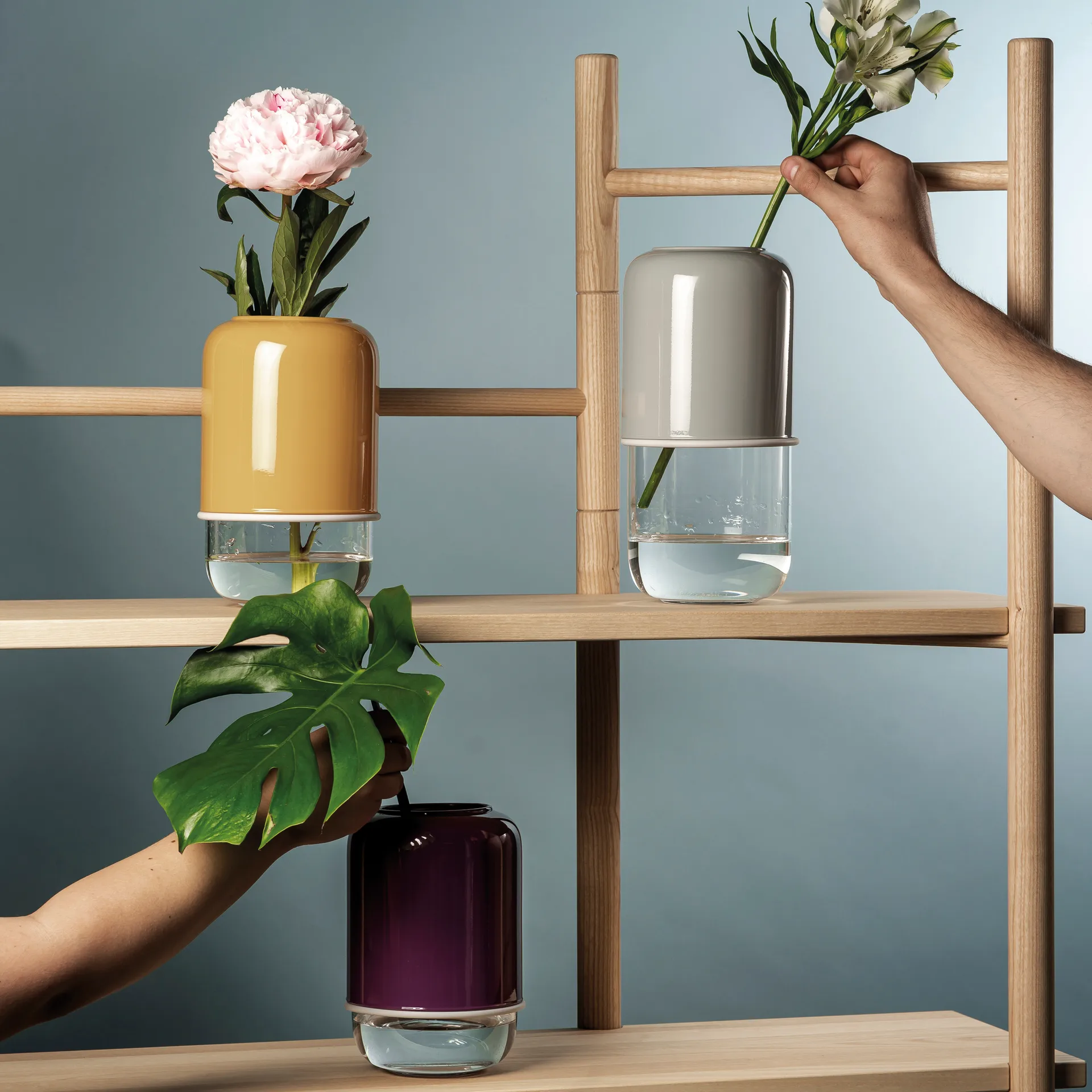 Vaso regolabile Capsule 18-28 cm, viola-trasparente Muurla