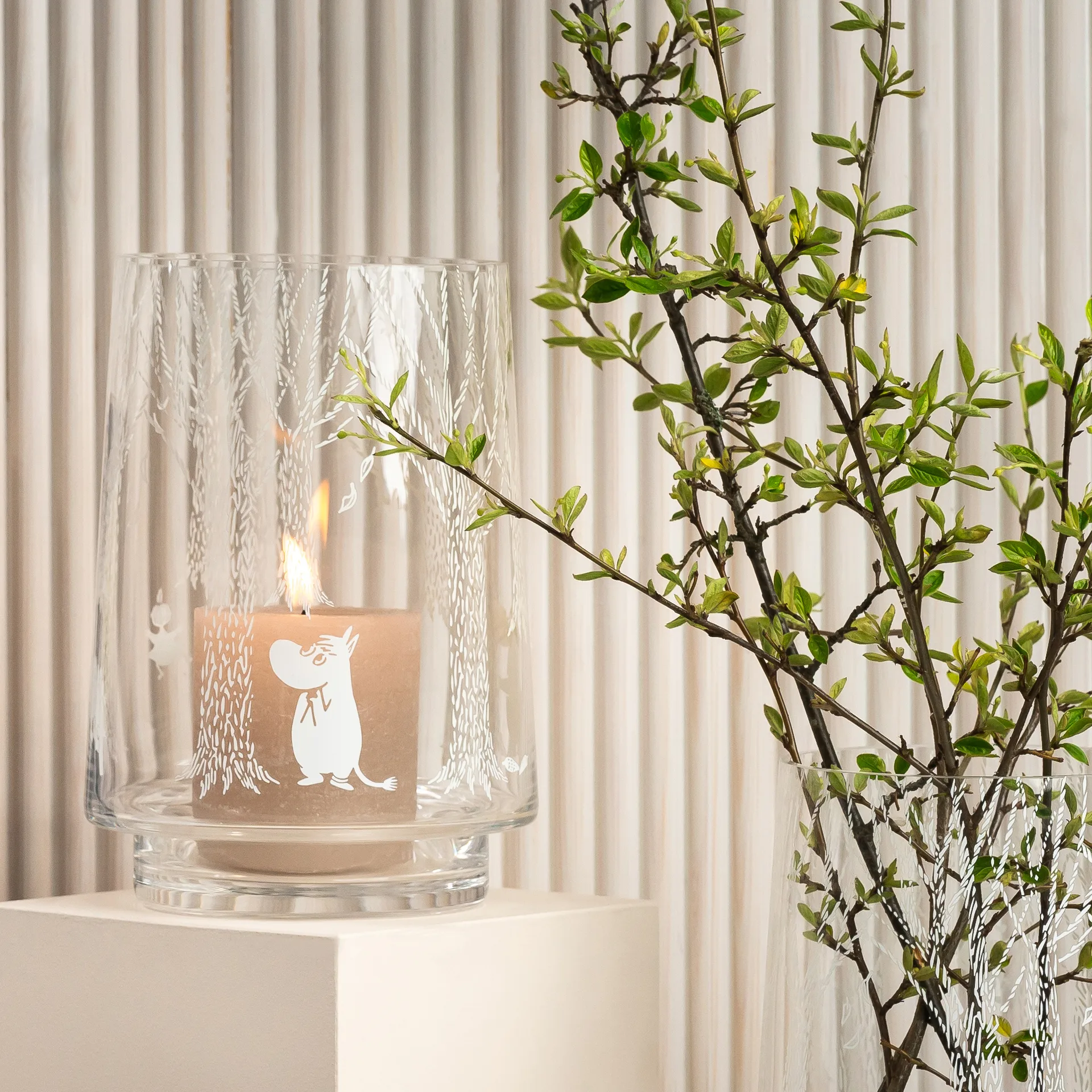 Vaso/lanterna In the Woods 20 cm, trasparente-bianco Muurla