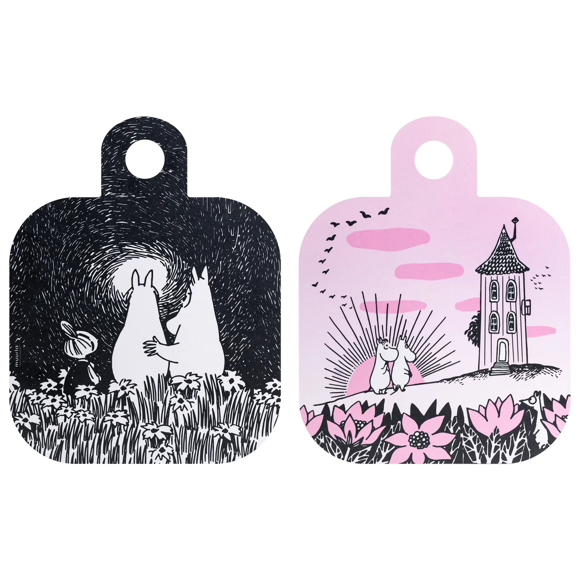 Vassoiio Chop & Serve Friendship 25x32 cm, nero-rosa Muurla