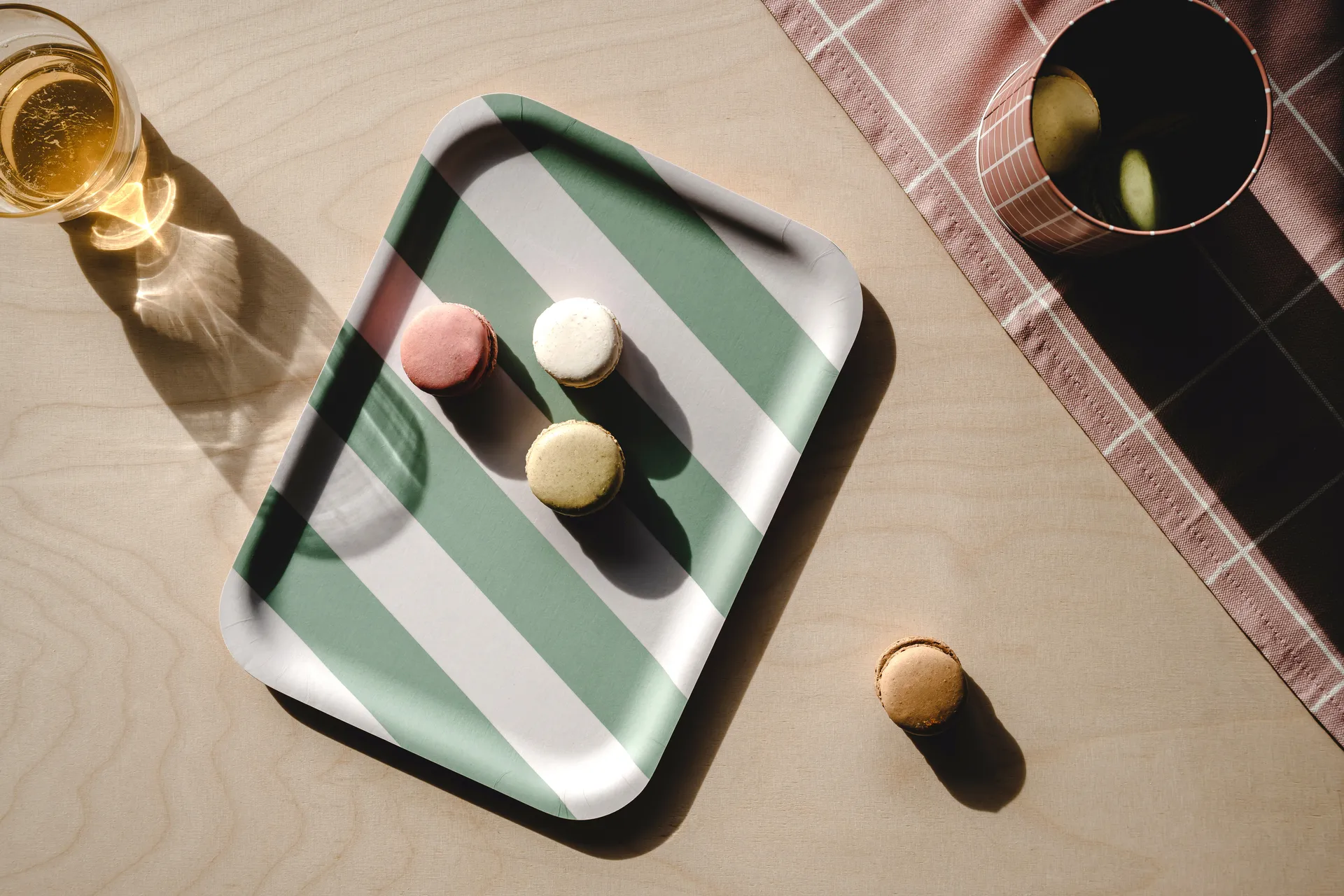 Vassoio Checks & Stripes 20x27 cm, Menta Muurla