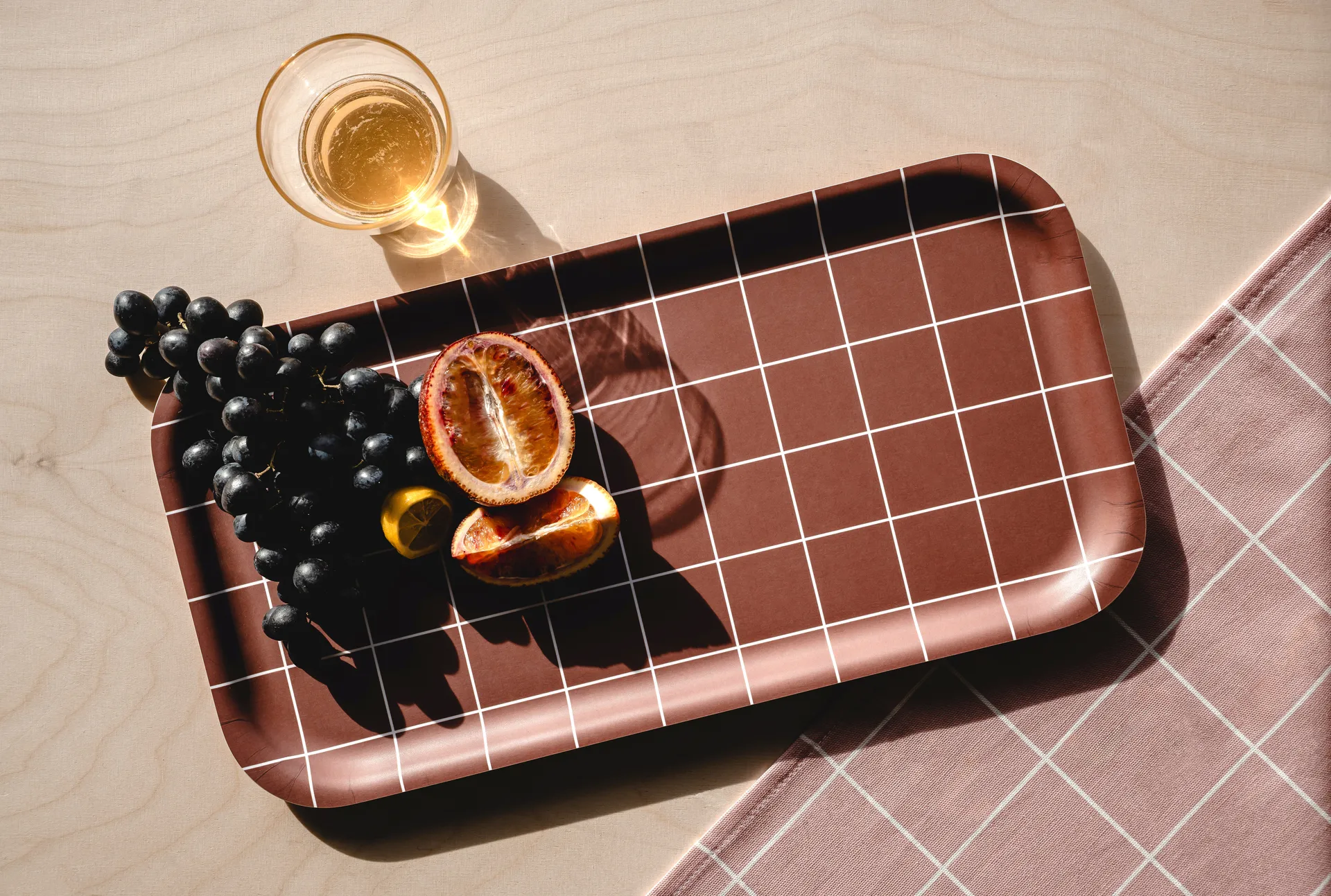 Vassoio Checks & Stripes, 22x43 cm, Marrone Muurla