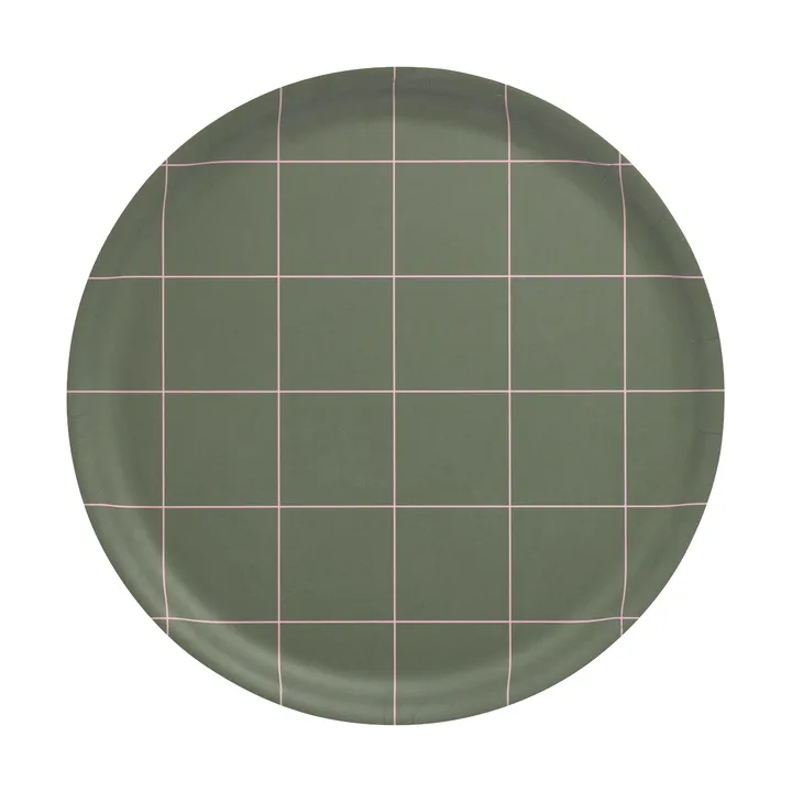 Vassoio Checks & Stripes, Ø35 cm - Oliva - Muurla