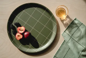 Vassoio Checks & Stripes, Ø35 cm - Oliva - Muurla