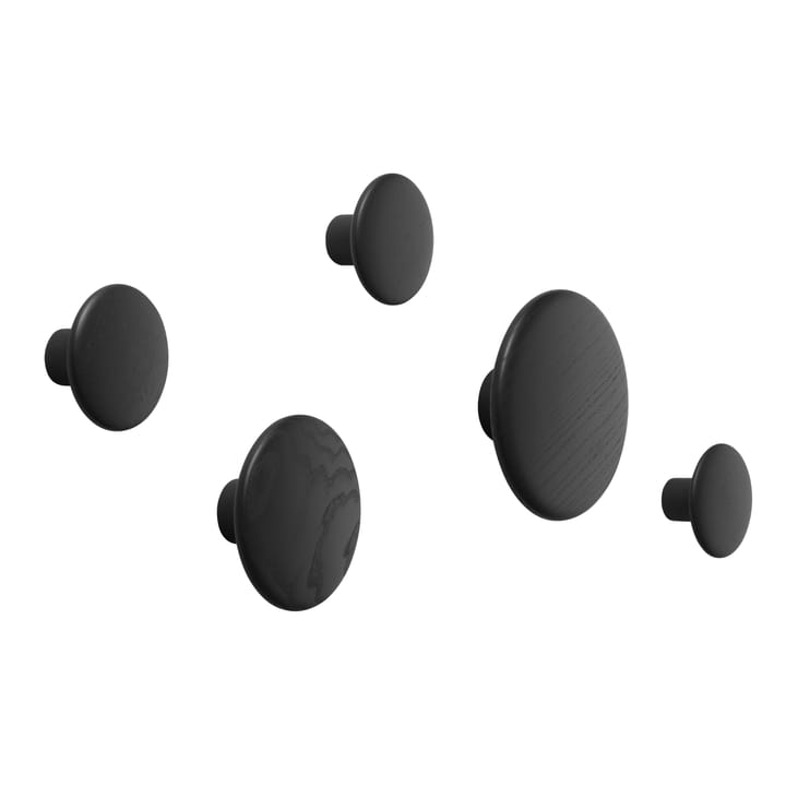 Appendiabiti The Dots, confezione da 5 - frassino mordente nero - Muuto