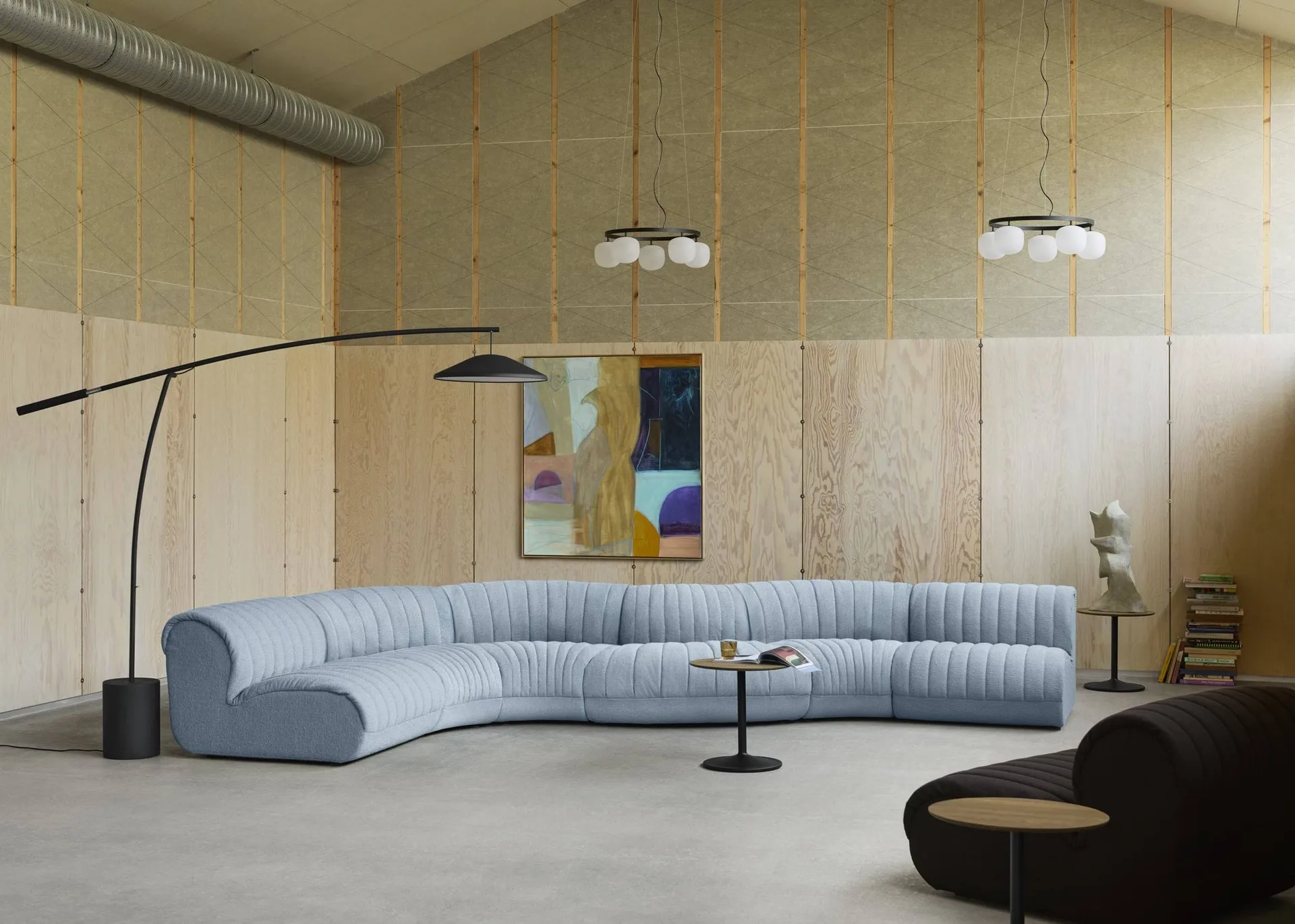 Contra lampada da terra, Antracite black-calcestruzzo, 188 cm Muuto