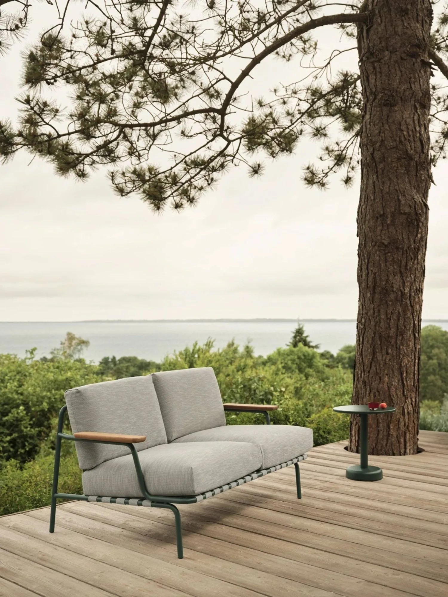 Divano a 2 posti Settle, Ribbed Weave 2 Dark green Muuto