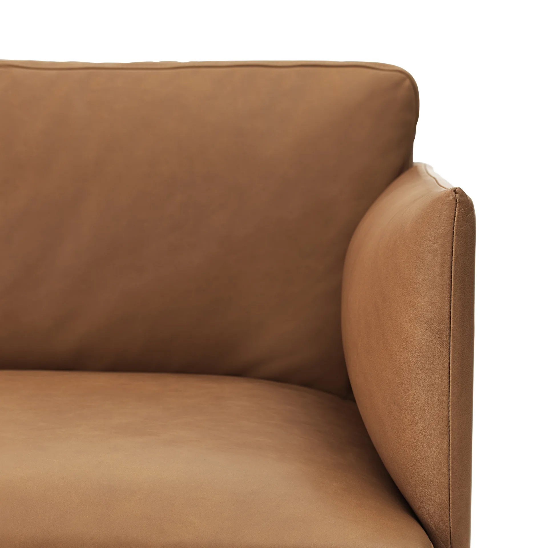 Divano a 3 posti con schizzo, Gamba cognac-nero Muuto
