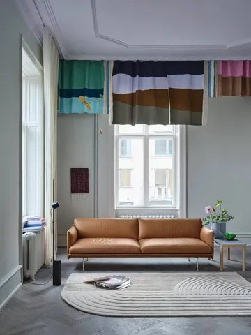 Divano a 3 posti con schizzo - Gamba cognac-nero - Muuto