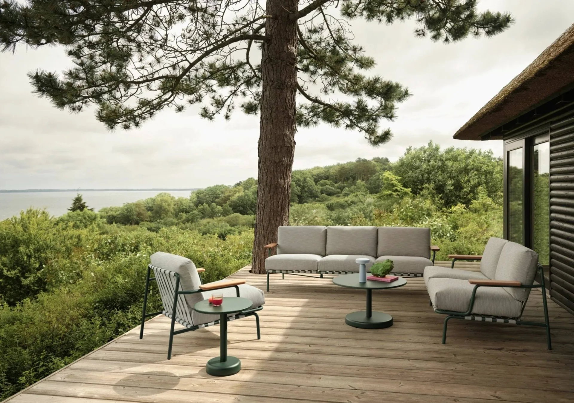 Divano a 3 posti Settle, Ribbed Weave 2 Dark green Muuto